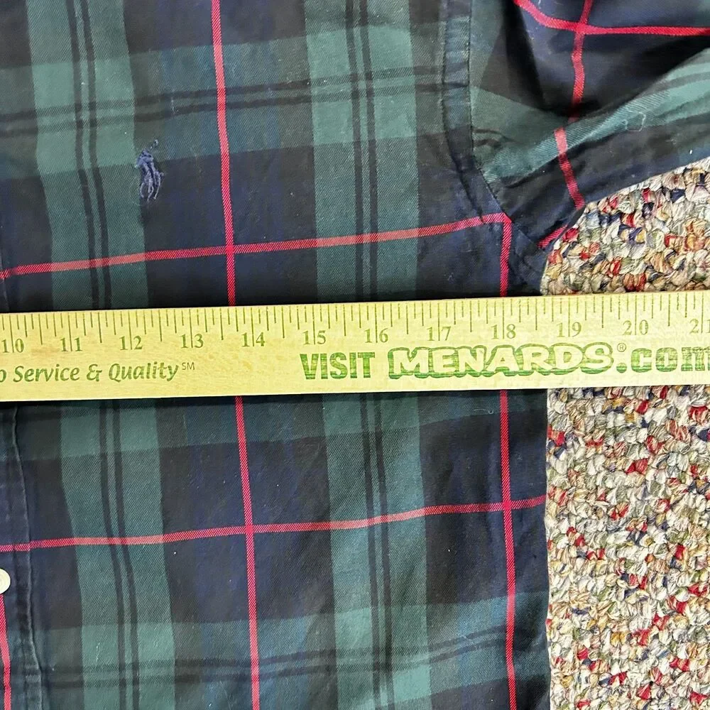 Ralph Lauren Boy's Green Blue Red Tartan Plaid Button-Down LS Shirt Sz L (16-18)
